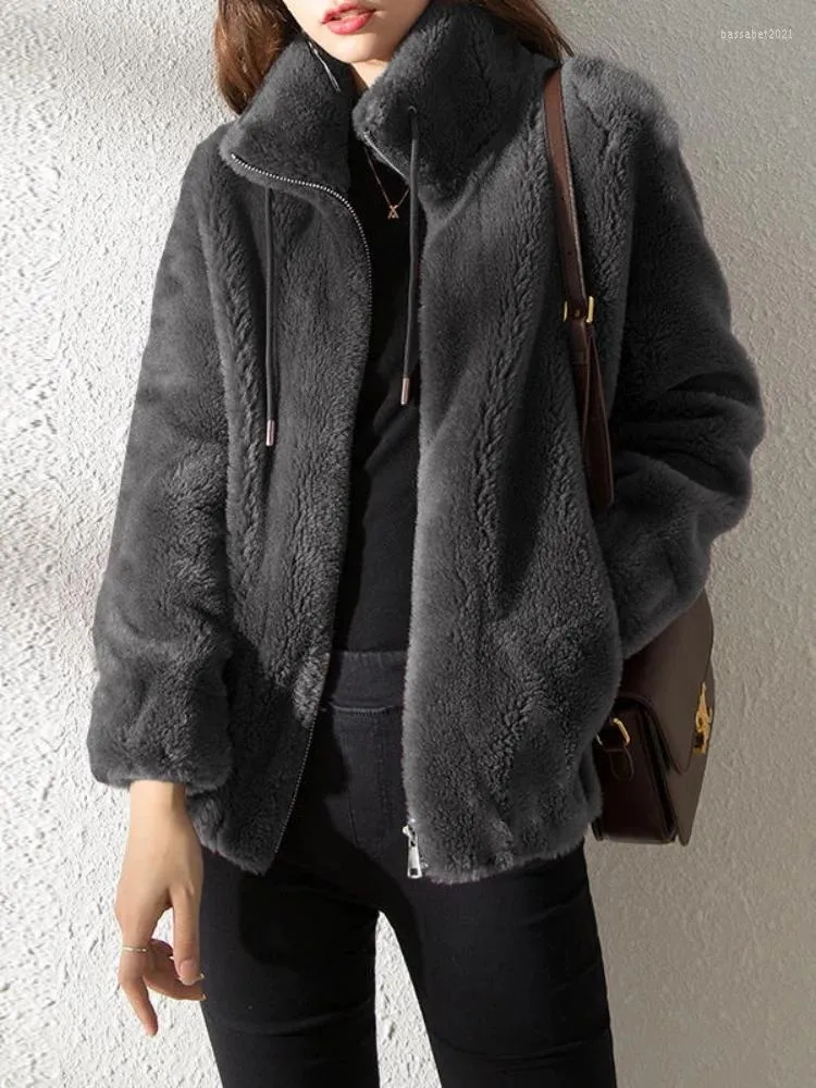 Women's Jackets Autumn And Winter Women's Plush Coat 2023 Fashion Double-sided Velvet Stand Collar Faux Fur Jacket