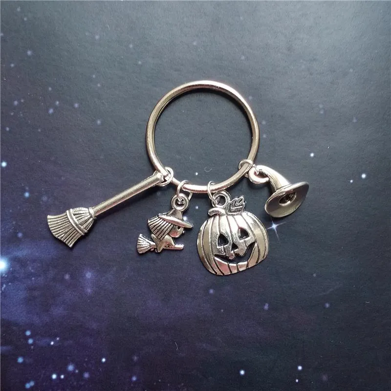 Halloween Jewelry Gift: Tiny Pumpkins And Witch Spoon Keychain Broom Hat  Pendant Keyring For Girls From Fierysethy, $11.75