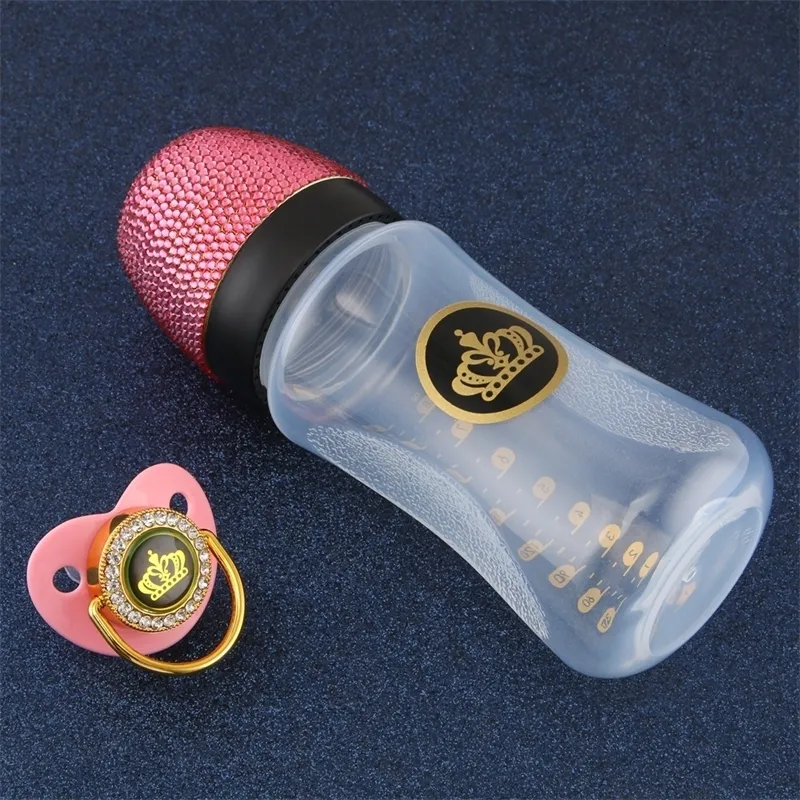 Baby Bottle Handmade Bling Bottle Pacifier Set Luxurious 8OZ