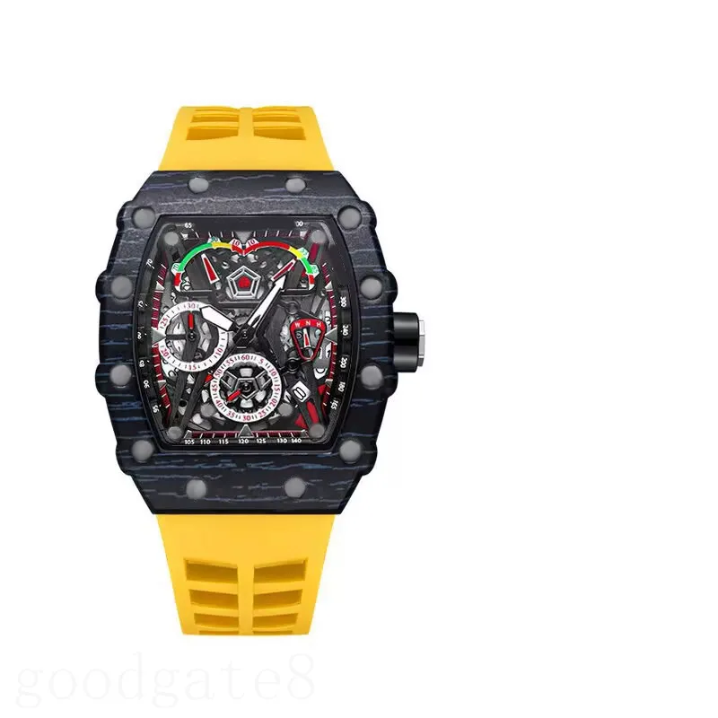 Zegarstki na rękę dla męskich Watch Nowatorski ruch kreatywny Montre de Luxe EW Factory Business Party Silikon Strap Szkielet zegarków Wysokiej jakości XB11 C23