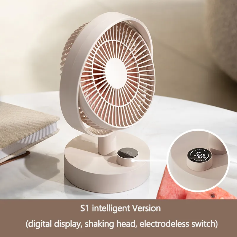 Skakande skrivbordhuvud Intelligent digital display Mini Cooling Fans Type-C Chargeable Portable Low Noise Fan