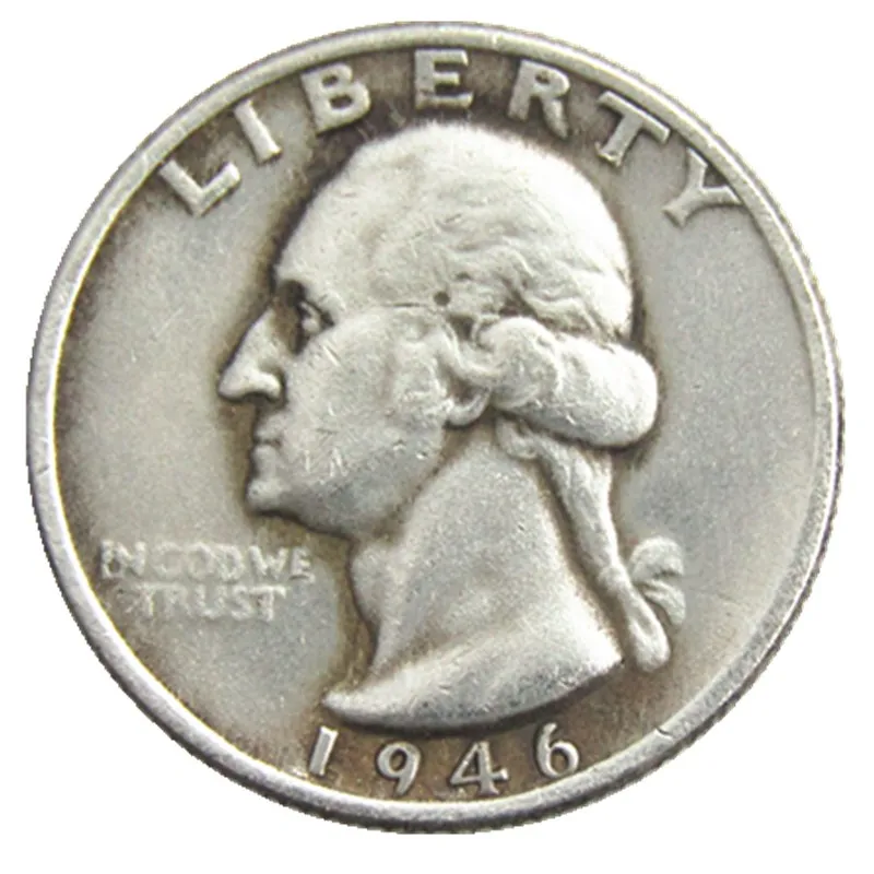 Moeda banhada a prata dos EUA 1946 P/D/S Washington Quarter Dollars