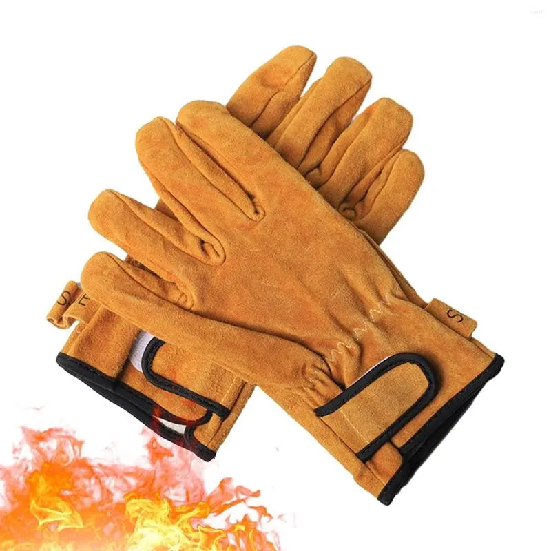 Gants de cyclisme Chaleur résistante à la flamme - Isolation résistante à l'usure pour le camping Cuir de vachette artificiel épaissi High-Te