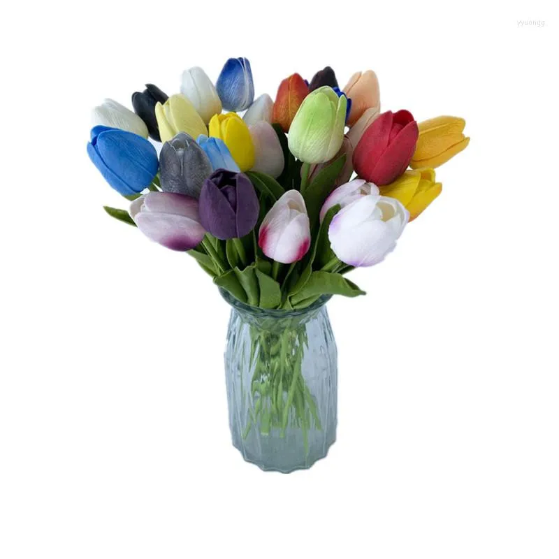 Fiori Decorativi 1-5PCS PU Tulipano Fiore Artificiale Mini Bouquet Finto Per Cerimonia Nuziale Decorazione Casa Giardino Decorazione 32 Cm