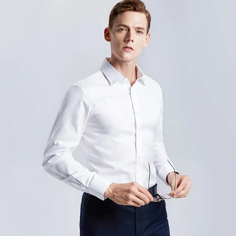 Camisas casuais masculinas Camisa branca masculina de mangas compridas sem ferro Negócios Profissionais Roupas de colarinho Terno Camisas de botões Plus Size