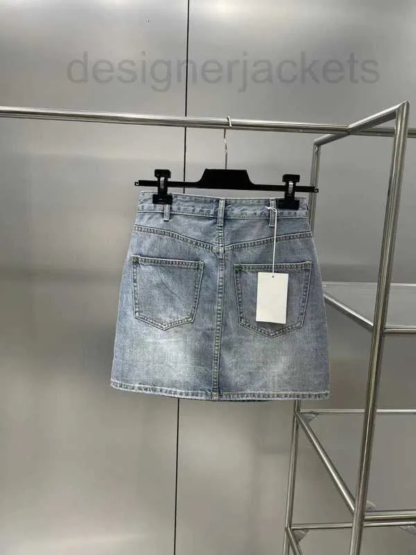 Kjolar designer high end vår/sommar ny produkt mångsidig bit daglig blå denim wrap höft kjol j5ww