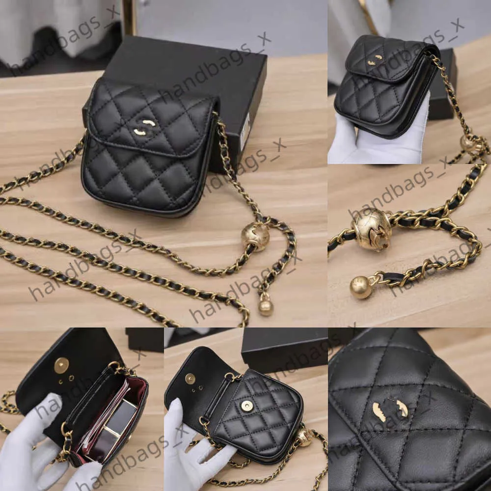 New leather small Channell Bag Caviar messenger bag diamond lattice chain bag small fragrance small gold ball mouth red bag