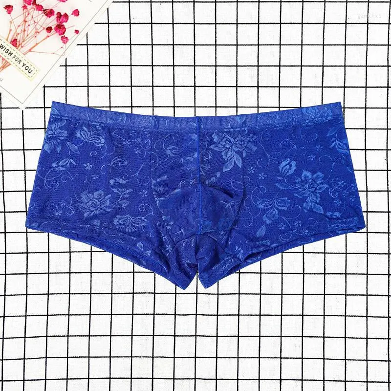 Underpants Jacquard Mesh Boxer Uomini U biancheria intima convessa "fiori intagliati" mutandine maschi pantaloncini più dimensioni