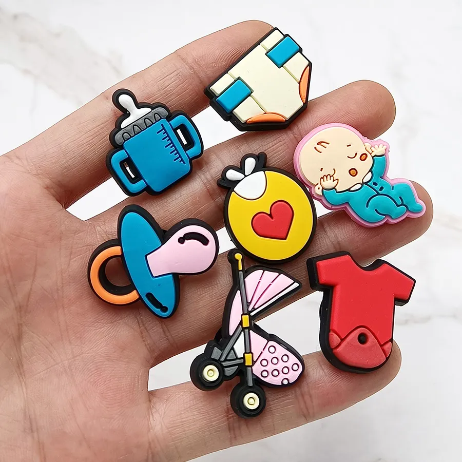 Baby Care PVC Shoe Charms Sandal Accessories DIY Cute Baby Bottle Pacifier Shoes Decoration Jibz For Croces Charms Kid Gift