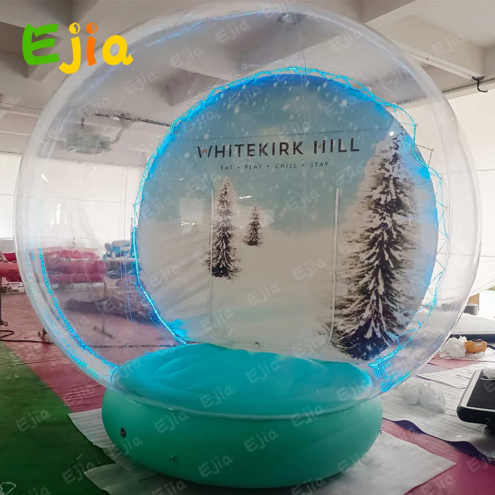 Tent van de de Sneeuwbol van de Kerstmisdecoratie de Opblaasbare Transparante Bellen met Douane Gedrukte Achtergrond voor Adversting Kerstmiswerf