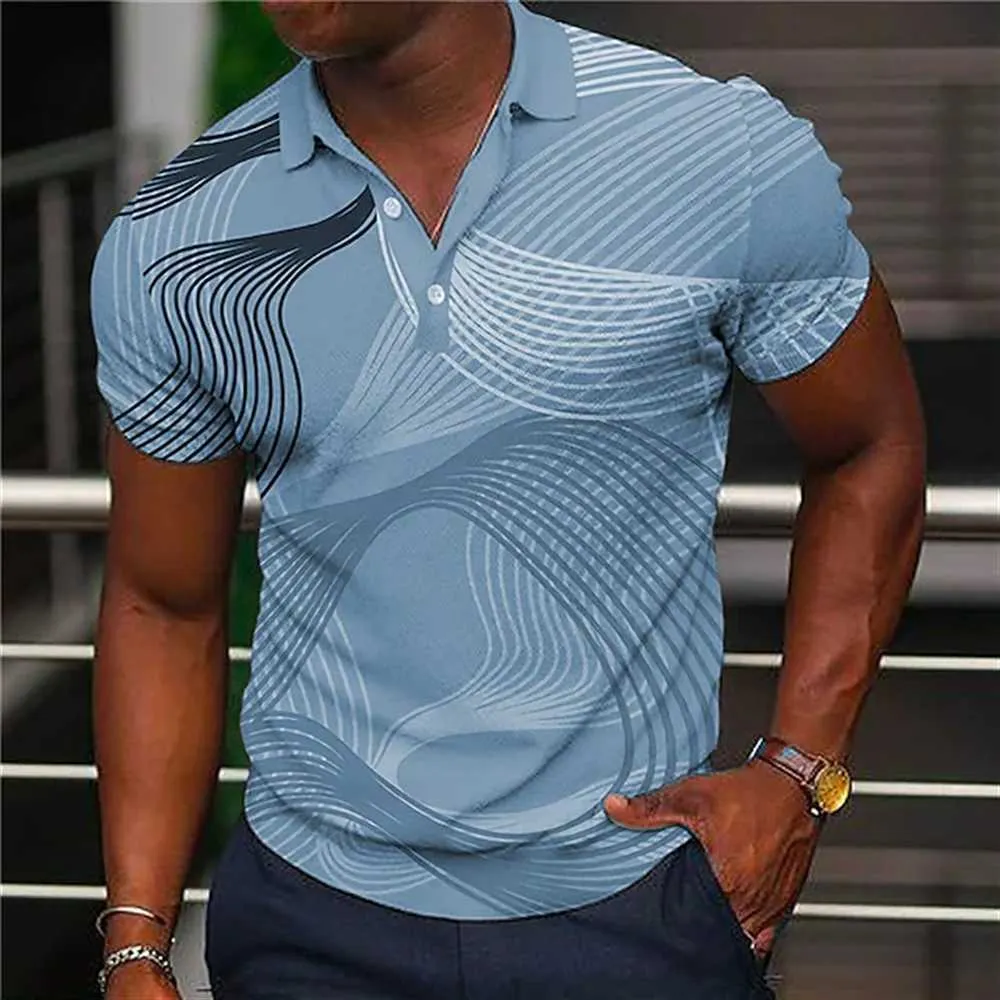 Men's short sleeved summer polo shirt breathable casual mesh fashionable and minimalist lapel T-shirt boys' striped T-shirt