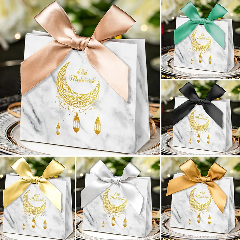 Present Wrap Eid Mubarak Candy Box Set Paper Packaging Bag Party Favor Ramadan Muslim Islamic Supplies Kareem Decoration 230608