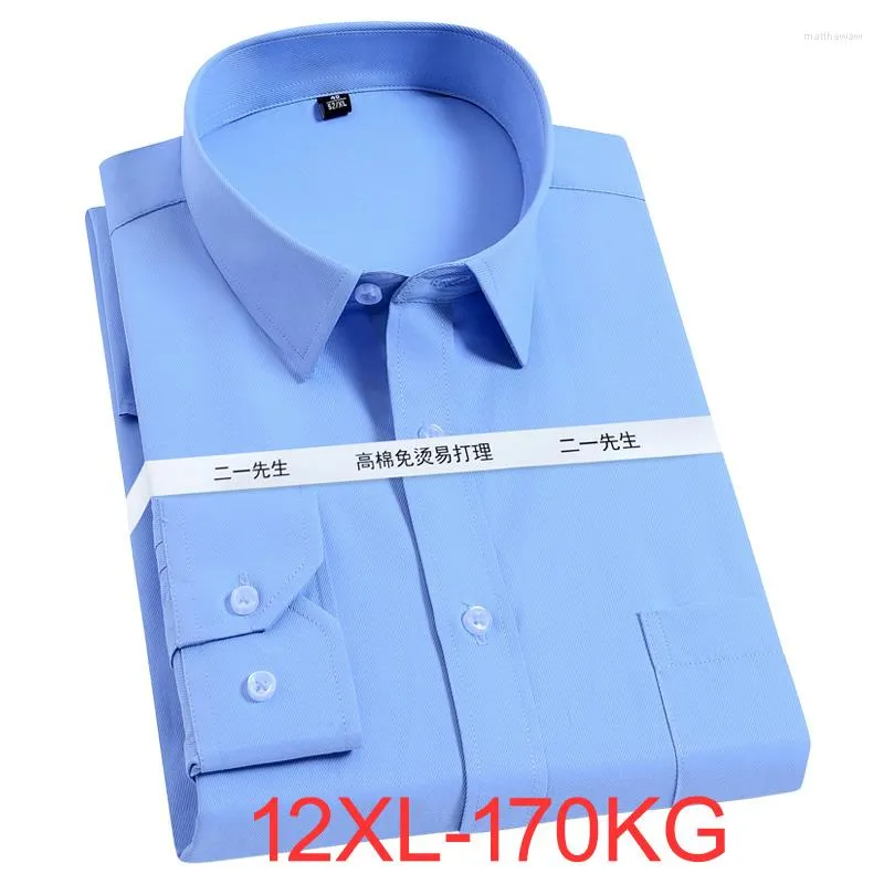 Men's Casual Shirts Spring Autumn High Quality Shirt Men Long Sleeve Formal Plus Size Dress Wedding Oversize 7XL 8XL 10XL 12XL Office