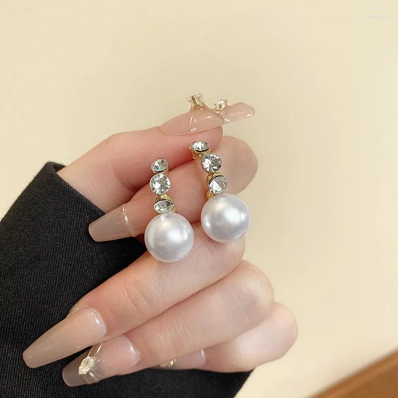 Pendientes de tuerca de perla de circón Vintage para mujeres y niñas, accesorios de joyería de moda para fiesta de boda Retro coreano en forma de C, regalo