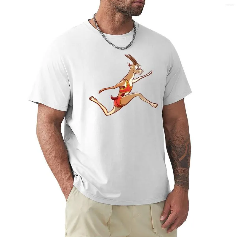 Polos masculinos Slender Gazelle correndo e realizando um salto em comprimento Camisetas masculinas personalizadas Camisetas masculinas grandes e altas