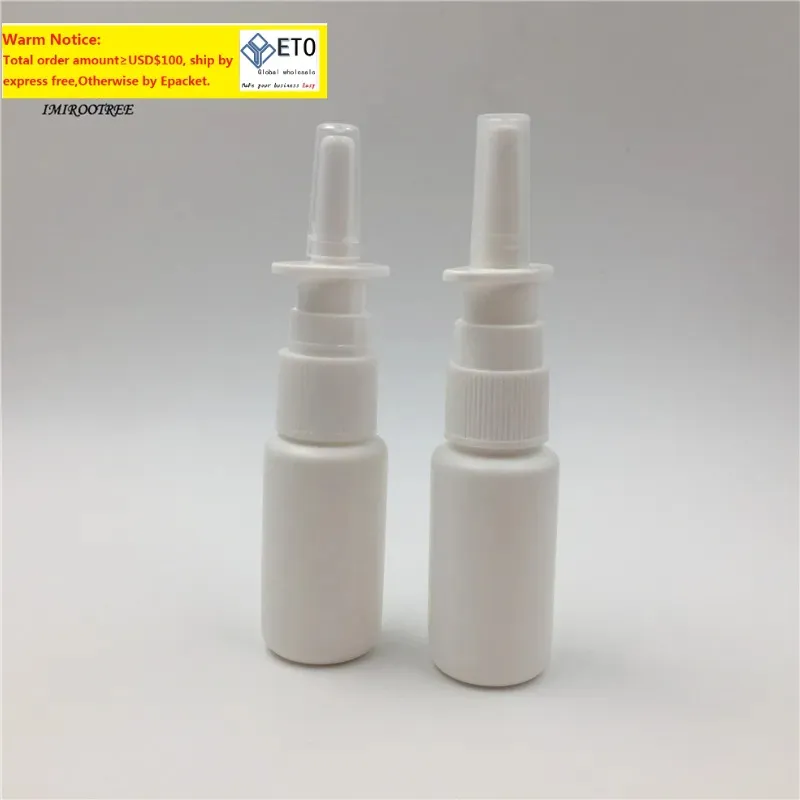 100 Stück sterilisierte 20-ml-HDPE-Nasensprayflasche im Großhandel, 20-ml-Nasensprüher-Pumpenflasche und 20-ml-Nasenapplikator