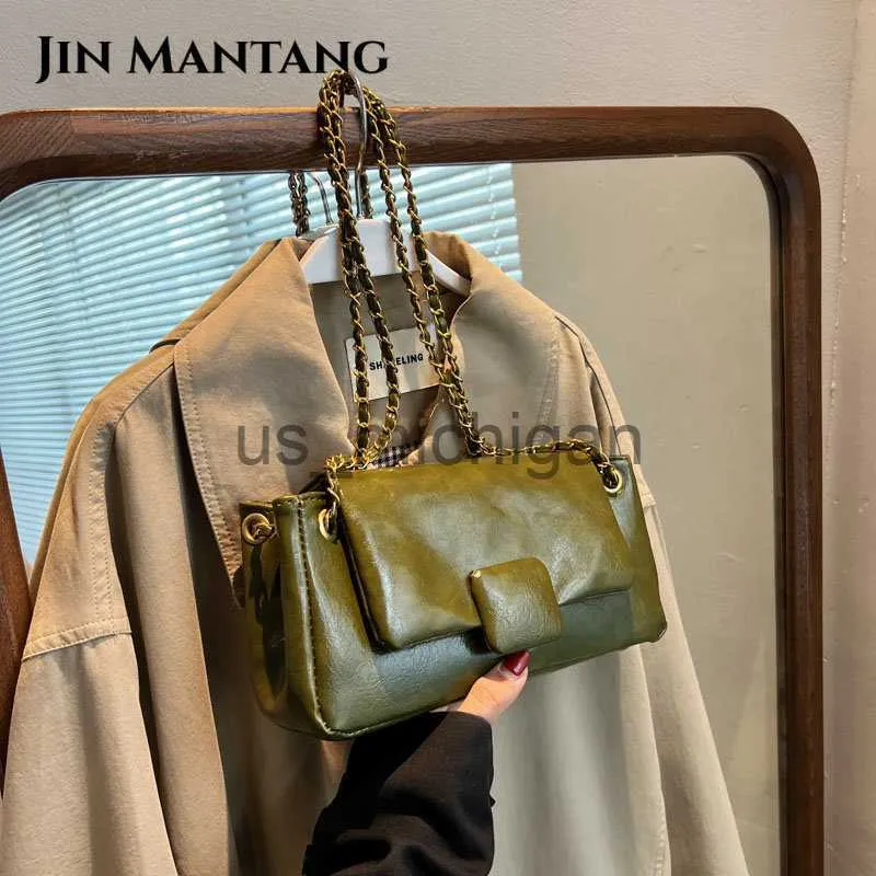 Kvällspåsar jin mantang nya små plånböcker och handväskor designer kvinnor kedja axel messenger väskor lyx varumärken kvinnors klaff crossbody väska j230609