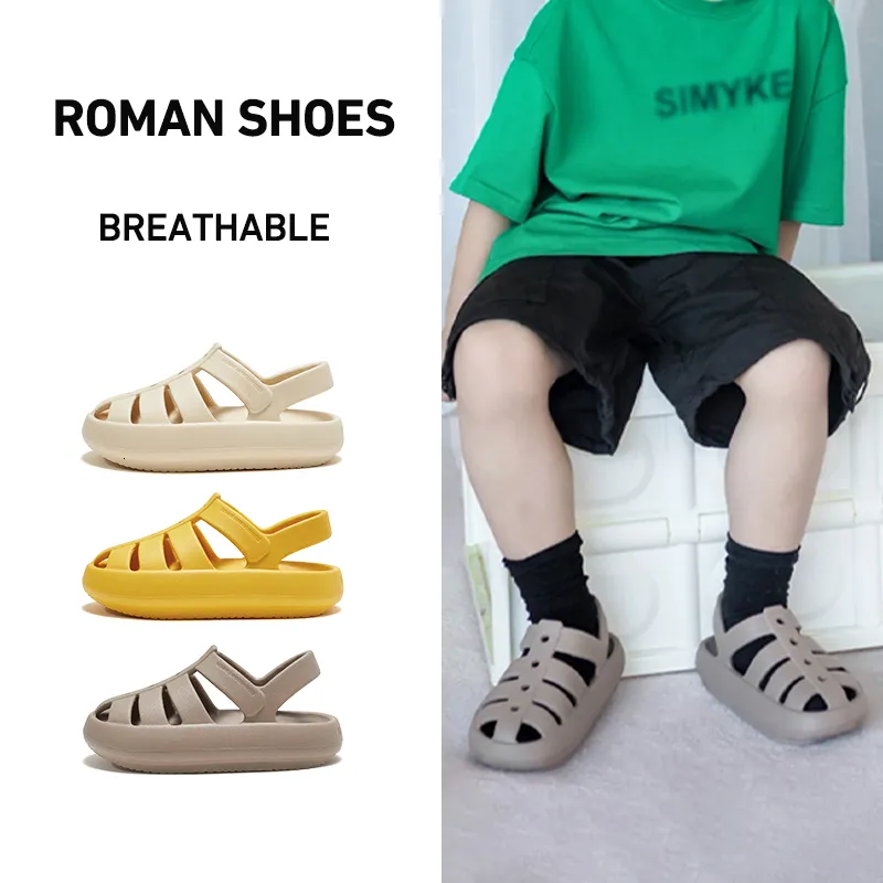 Сандалики Утун Римские Детские Летние обувь для девочек и мальчиков Симпатичная Ева Слиппость на открытом воздухе густой подушка пляж 37y Дети 230608