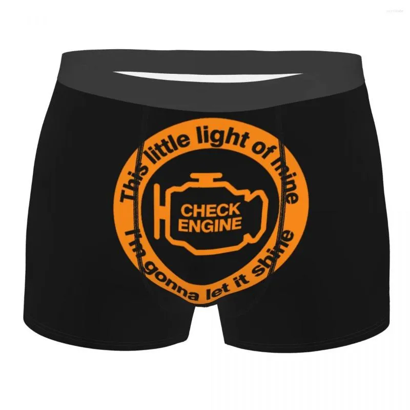 Cueca Mecânico Motorista Check Engine Light Cueca Masculina Sexy Estampada Cueca Boxer Personalizada Shorts Calcinha Respirável