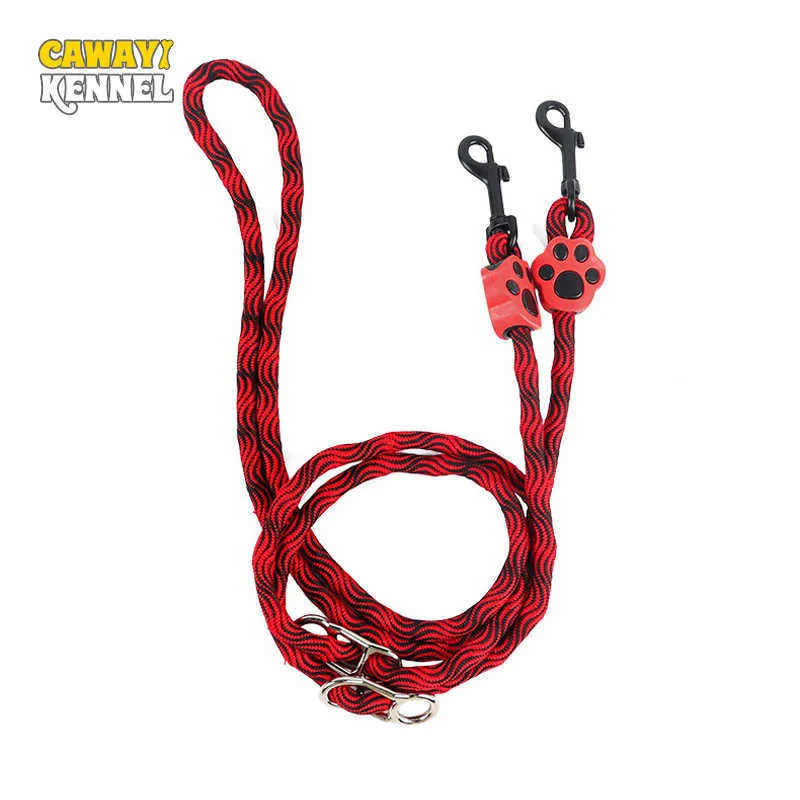 Hundhalsar Leases Cawayi Kennel Strong Nylon Ribbon Dubbel koppel One Drag Tangle för att gå träning Justerbar storlek Pet Safety Traction Rope Z0609