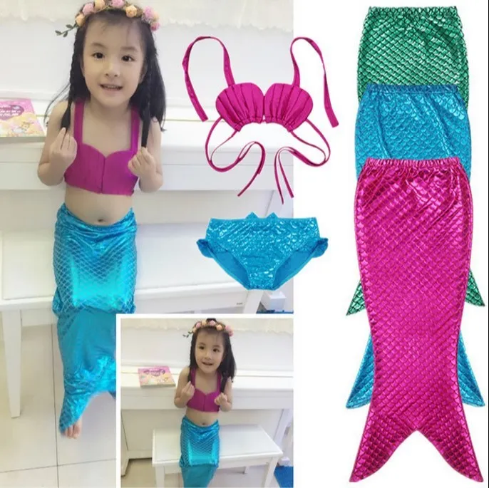 Kids Mermaid Swimwear Girls Mermaid Tail Bikini Set Child Princess Bikini Bras Panties Shorts Skirts Swimsuit Beach Summer Bathing Suit Beachwear Swim Clothes B784