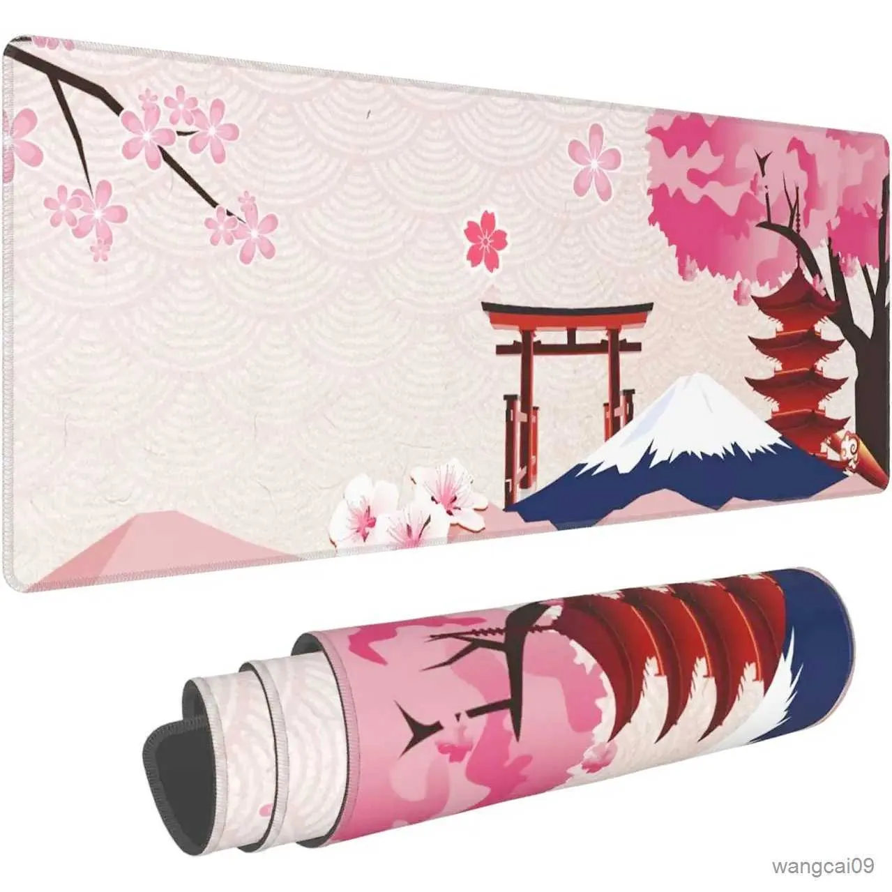 Mouse Pads Wrist Fuji Pink Sakura Mouse Pad Gaming Cherry Blossoms Playmat Keyboard Pad Mice Pad