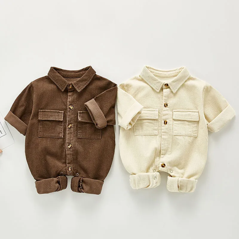 Rompers born Boys Girls Corduroy Jumpsuits Clothes Spring Autumn Baby Long Sleeve Children 03Yrs 230608
