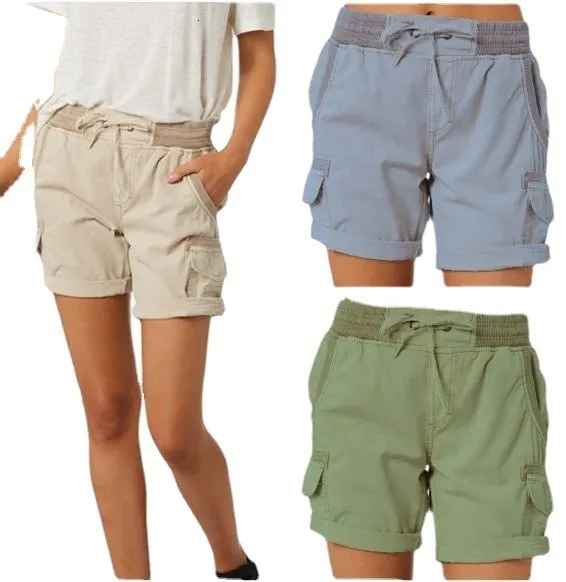 Женские шорты летние женские короткие брюки упругие талию свободные женщины повседневные карманы aline cargo candy color over home wear 230608