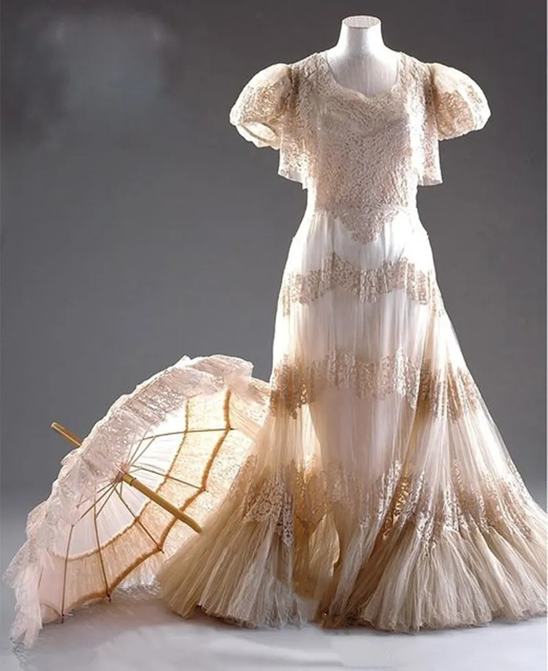 knee length dresses for ladies Column Lace Wedding Dress with Champagne Satin and Ivory Floral Lace main image 1