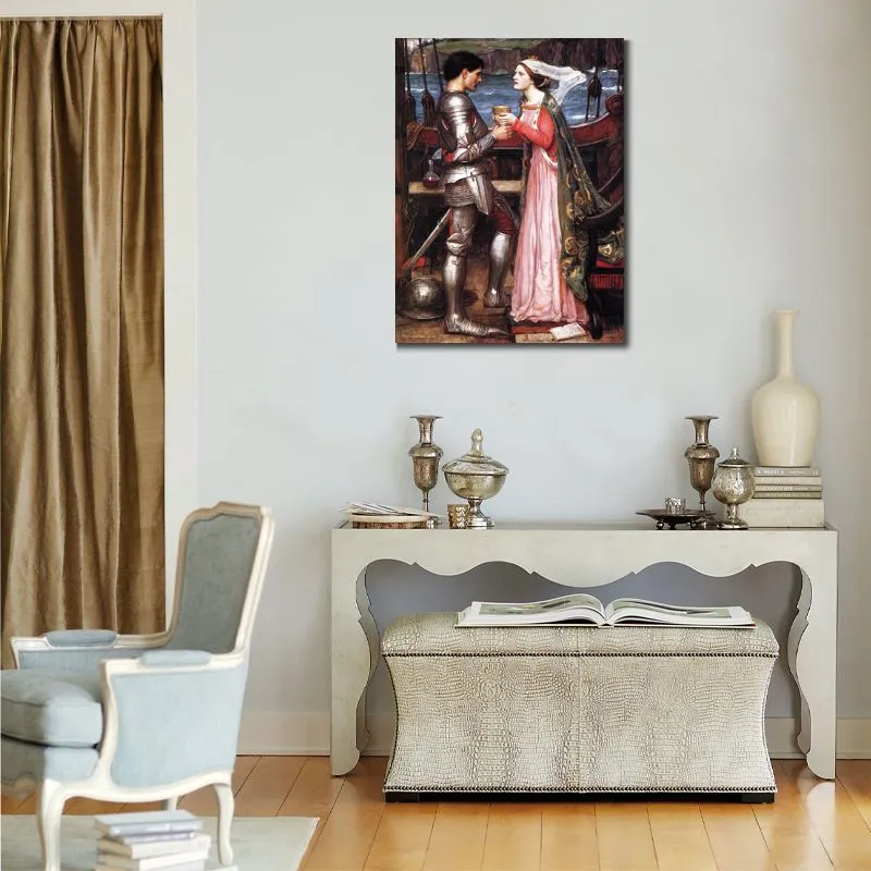 ジョン・ウィリアム・ウォーターハウス・トリストラムとイゾルデの比apinationな絵画ホームオフィスの装飾の高品質のキャンバスアート
