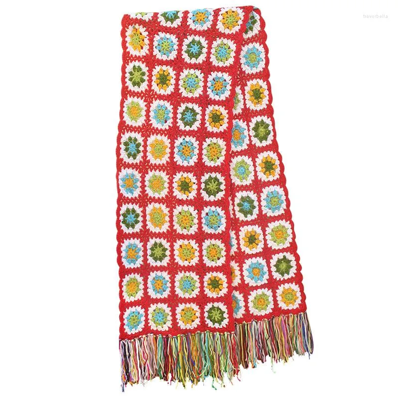 Scarves Christmas Day Gift Hand Made Crochet Scarfs Women Tassel Scarf Wraps 200 27cm Big Flower Autumn Winter Shawl