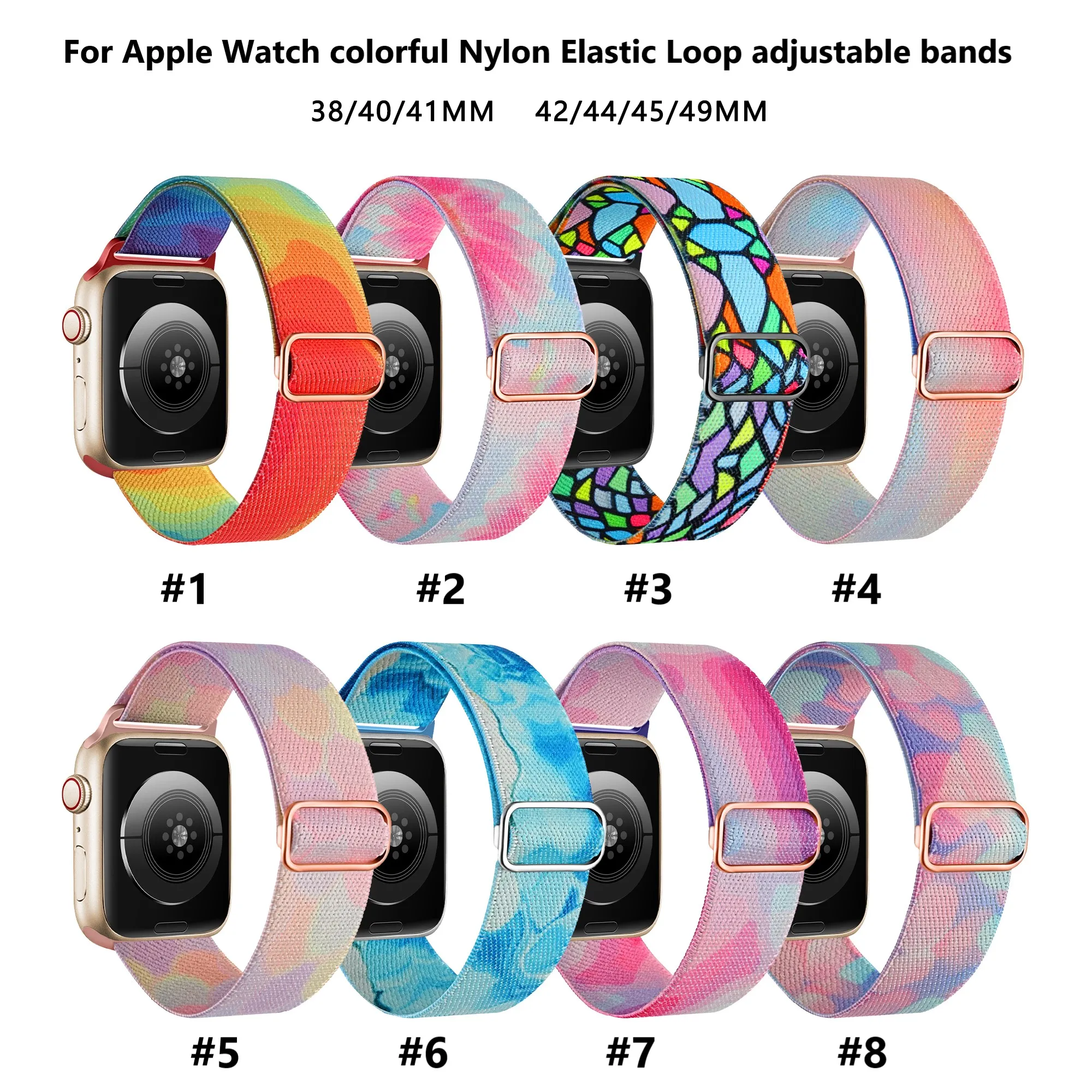 Elastische Nylon-Solo-Loop-Uhrenarmbänder, kompatibel mit Apple Watch 38/40/41 mm, 42/44/45/49 mm, Damen, dehnbare, verstellbare Sportbänder für iwatch Ultra 8, 7, 6, 5, 4, 3, 2, 1 SE