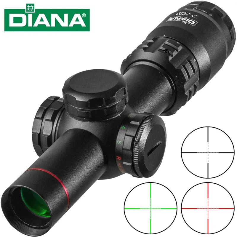 DIANA HD 2-7x20IR Scope Mil Dot Scope Jagd Zielfernrohr Scope Beleuchtung Absehen Anblick Zielfernrohr Sniper Jagd Scopes