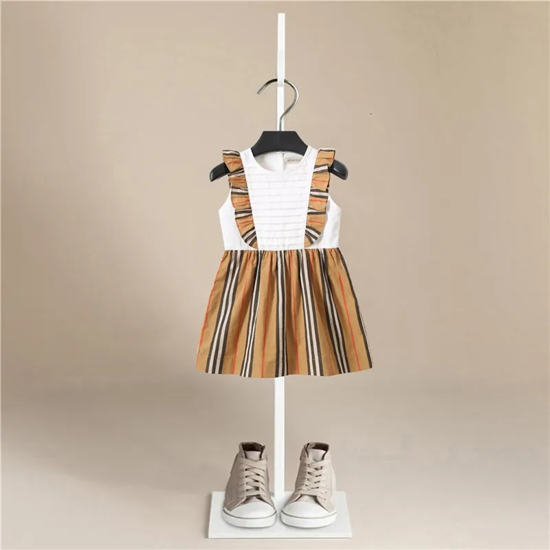 Девушка платья высококачественная одежда для малышей для девочек девочки детские детские полосатые без рукавов летнее платье детское платье для детских платьев для брендов 230608