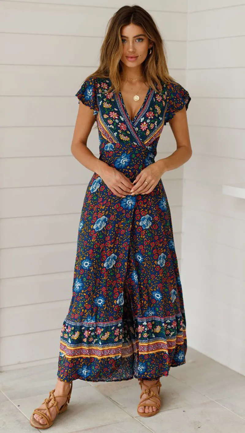 Floral Beach Maxi Dress: Summer Boho Style, V-Neck Casual Maxi Dress, Sizes  S-5XL. Best Seller! from Dhgate Basic & Casual Dresses - price 19.63
