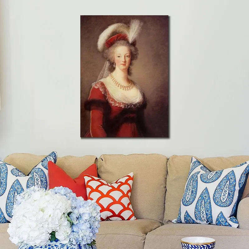Portrait Canvas Art Beautiful Lady Marie Antoinette 1786 Elisabeth Vigee Lebrun Måla handgjorda klassisk restaurangdekor