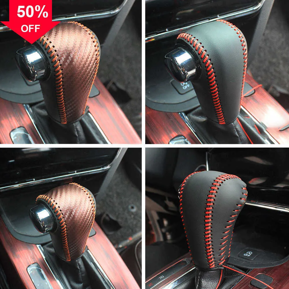 Nieuwe lederen auto-versnellingshoofd Knop Knop Cover Fit voor Honda CRV CR-V 2017-2021 Gear Shift Collars Accessoires voor Ibiza