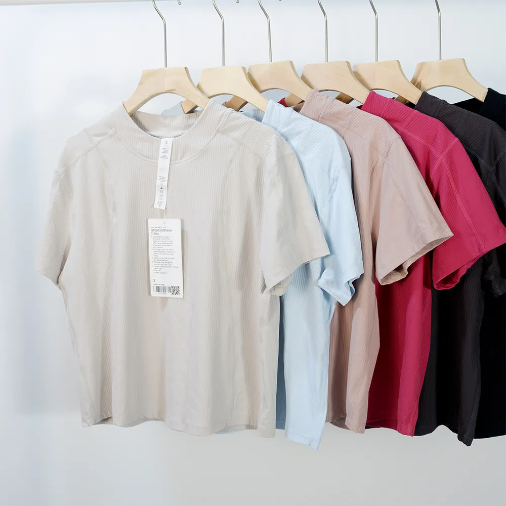 Save Big on Bulk Women's Luau Shirt Womens Tracksuit Ribbed Activewear Set:  Softstream Short Sleeve Top High Elastic Striped Shorts For Yoga