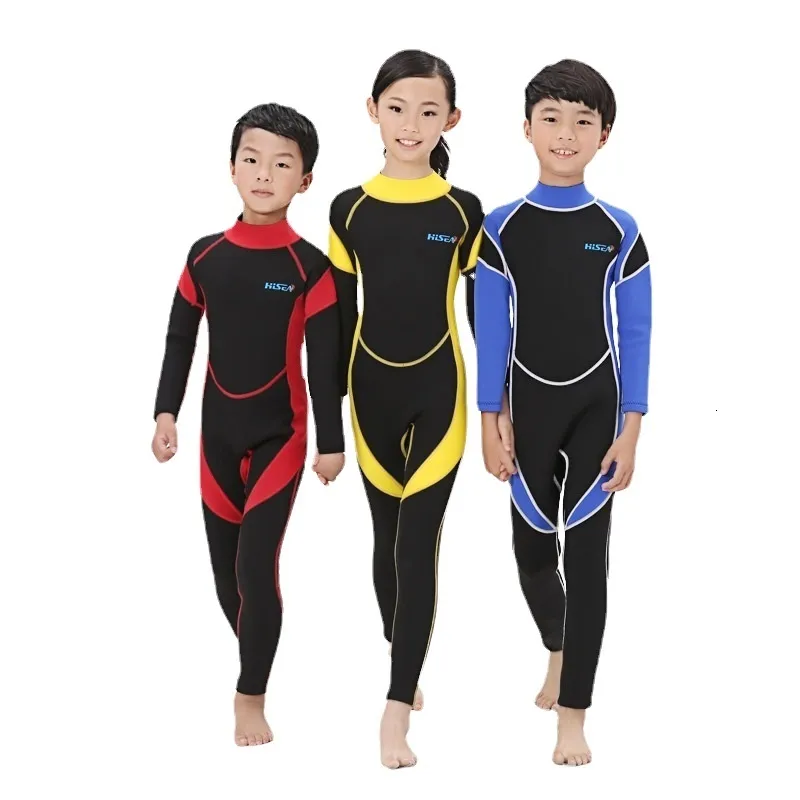 Wetsuits Drysuits Kids Wetsuits 3mm Neoprene Children's Wetsuit For Boys Simning Diving Rash Guard Surfing 230608
