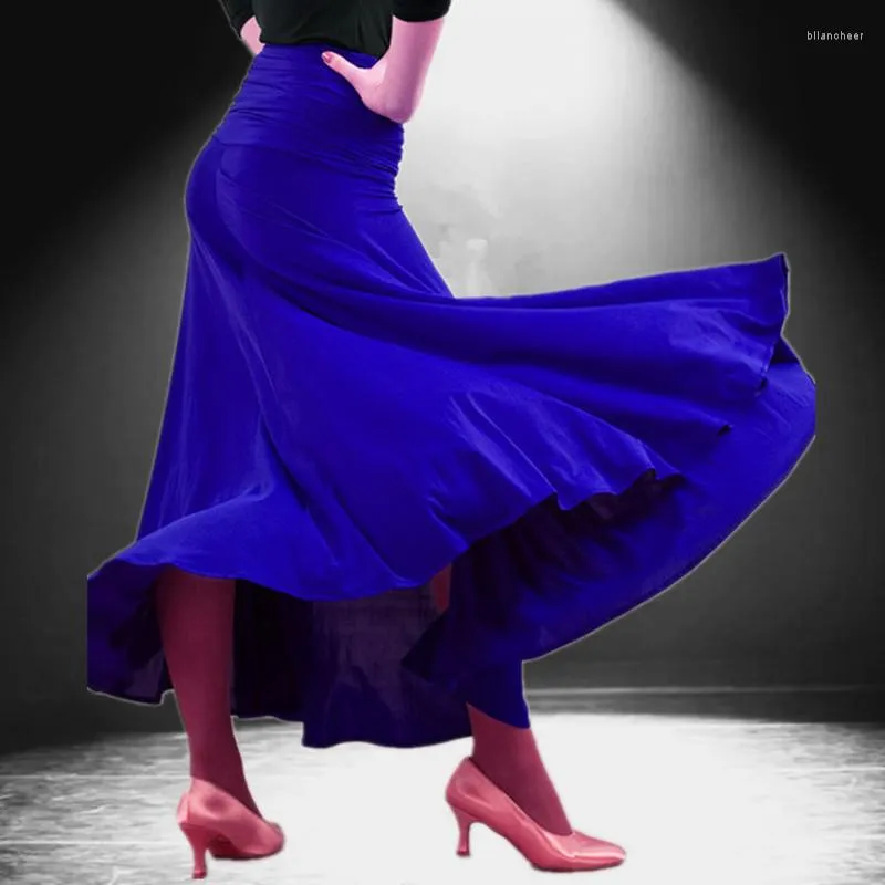 Scene Wear Women Flamenco Dance Costumes Purple kjolar Ballroom Latin Salsa Dancing Dress Kjol Dancewear Tango Cha i lager