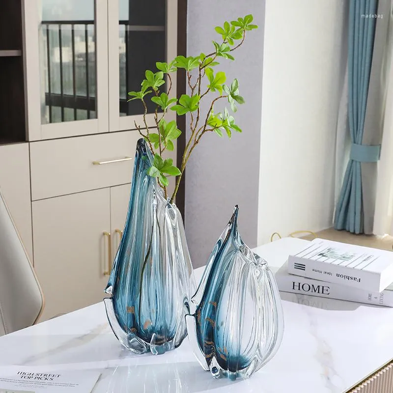 Vases Gradient Verre Vase Creative Salon Décor Fleur Séchée Moderne De Luxe Meuble TV Table À Manger Décorations