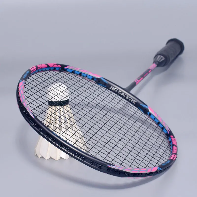 Professional Carbon Fiber Flexible Badminton Racket For Adults 4U Offensive Single Racquet For
