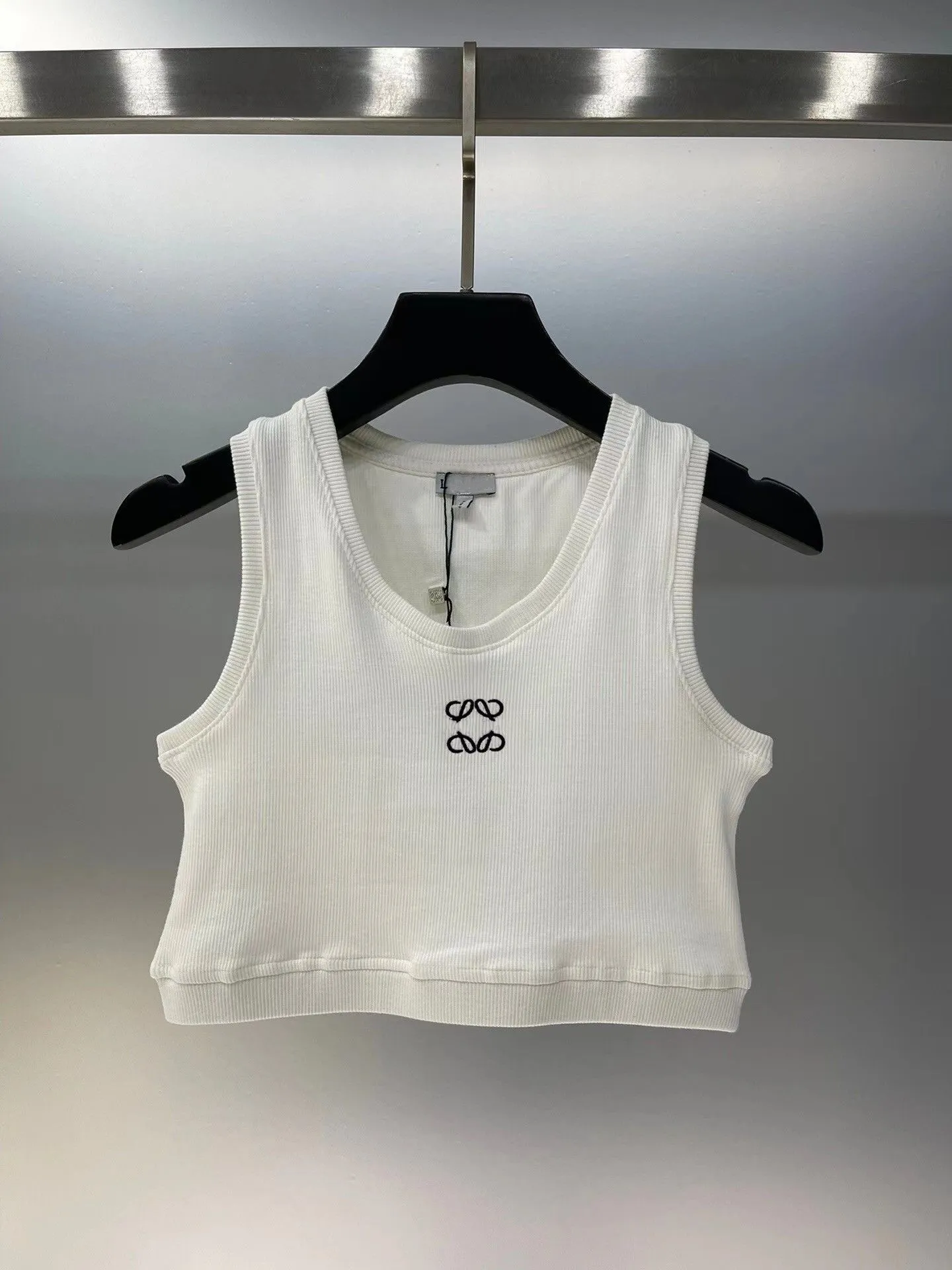 Bijgesneden T-shirts Vrouwen Knits Tank Top Designer Borduurvest Mouwloos Ademend Gebreide Trui Dames Sport Tops q9
