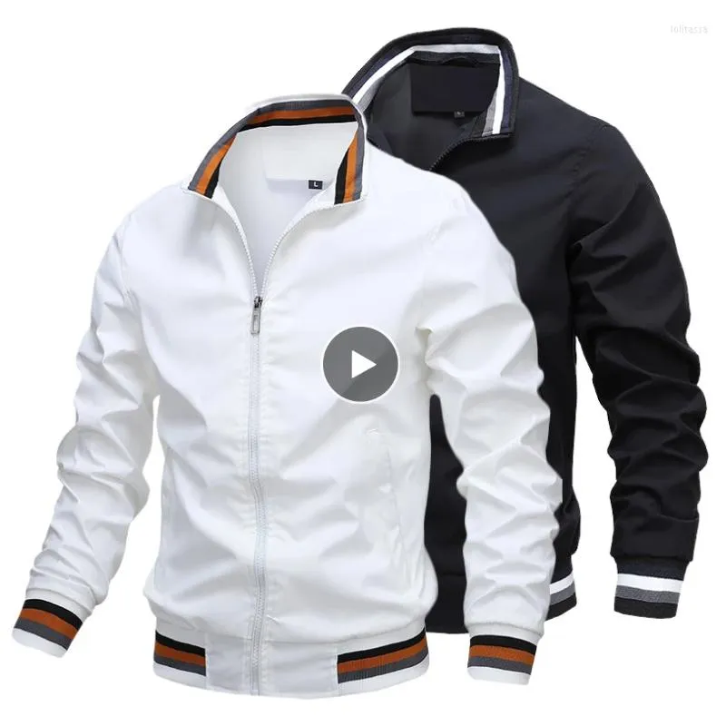 Vestes pour hommes Veste d'automne pour hommes Hommes Printemps Manteau rayé sur la taille Homme Coupe-vent Blanc Casual Manteaux Homme Bomber Été. BM335