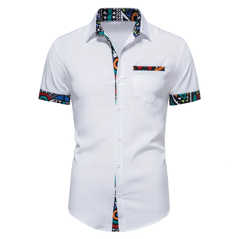 Erkekler Rahat Gömlekler Erkek Beyaz Kısa Kollu Düğme Gömlekler Yatımcı Afrika Dashiki Gömlek Erkekler Harajuku Street Giyim Gömlek Erkek Camisa Maskulina XXL 230608