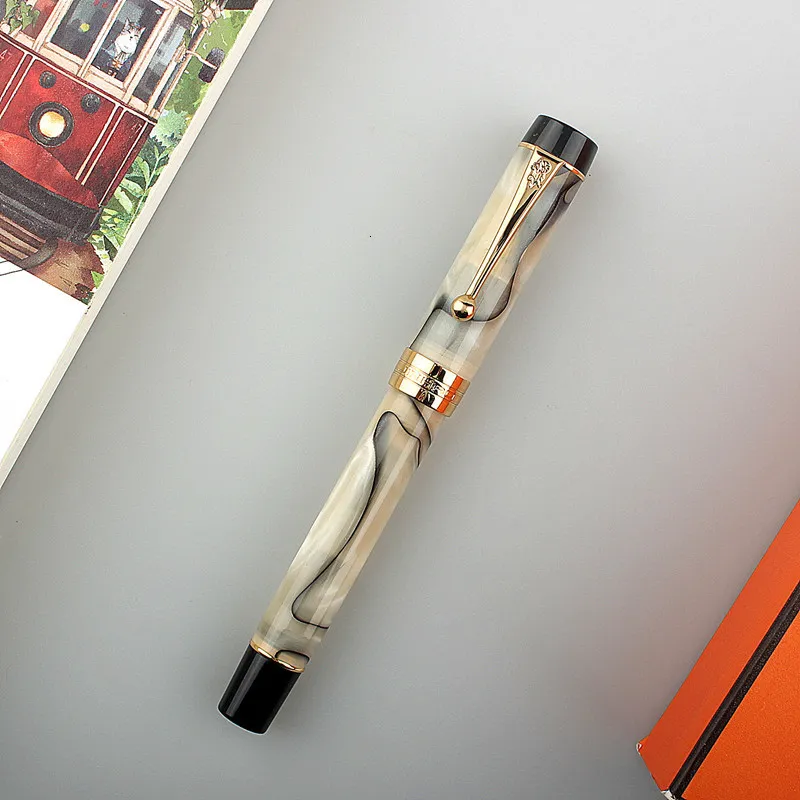 Fountain Pens Jinhao Centennial Tofu Pen 18KGP Golden Plated M Nib 07mm Akryl Ink 230608