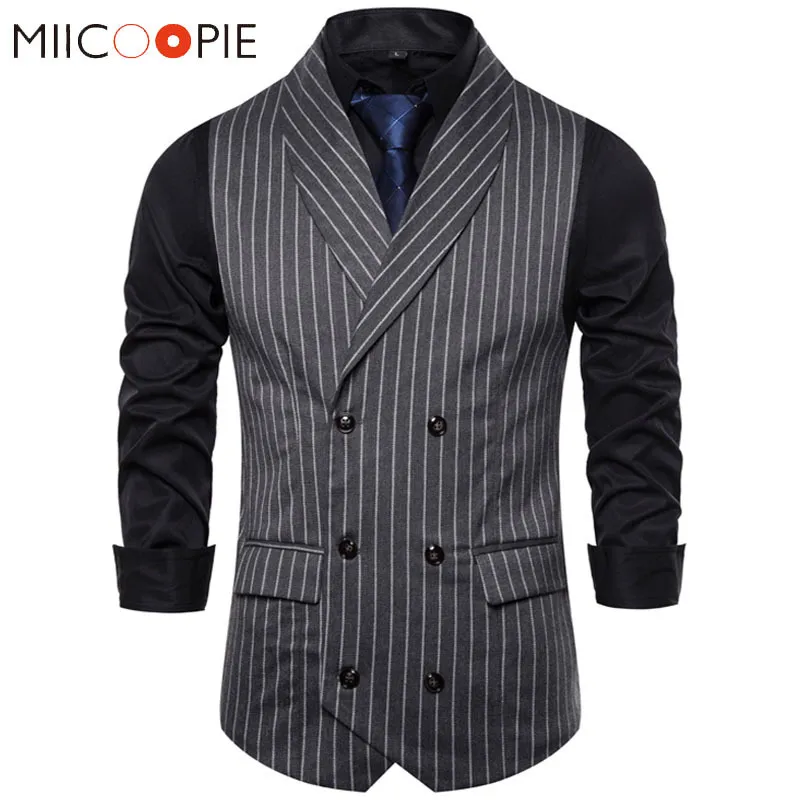 Men's Suits Blazers Mens Waistcoat Stripe Plaid Formal Suit Vest Men Fashion Casual Double Breasted Sleeveless Gilet Male Business Dress 230609
