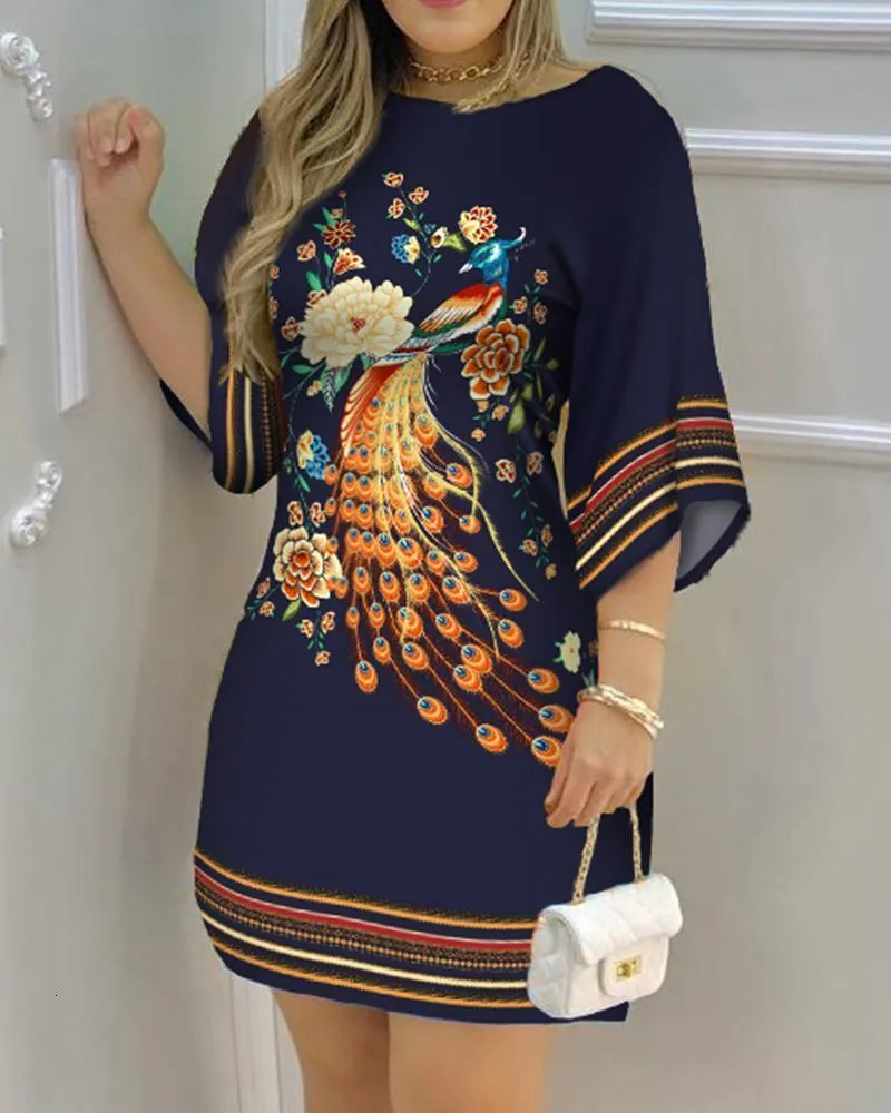 casual peacock dress Peacock Feather Print Soft Women Sleeveless Dress Versatile Casual Summer Dresses with Pockets Round Neck at Amazon Women's Clothing store