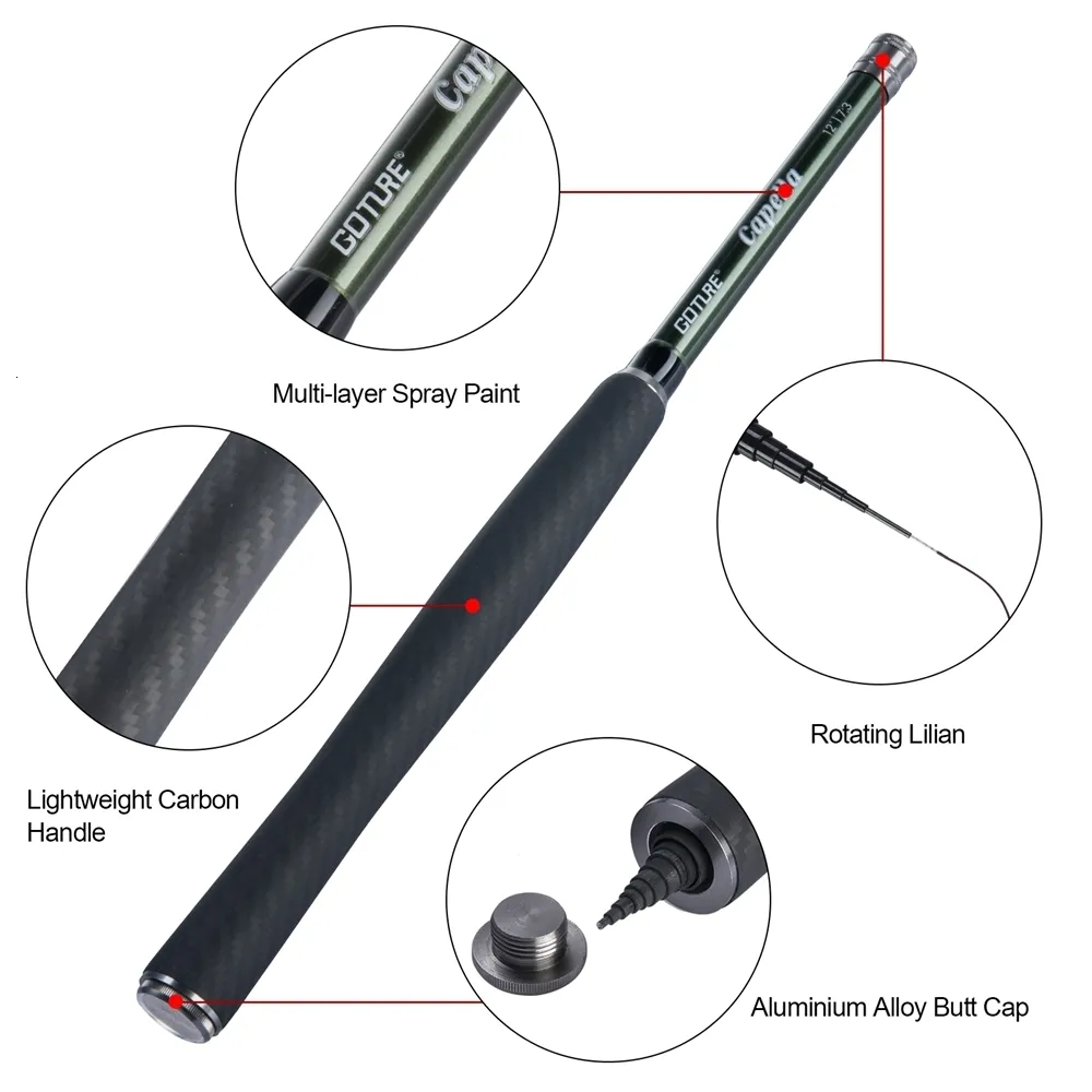 Rod Reel Combo Goture 12FT 3.6M Fly Fishing 30T Carbon Fiber Portable  Telescopic Tenkara For Travel Trout Bass Crappie 230609 From 41,84 €