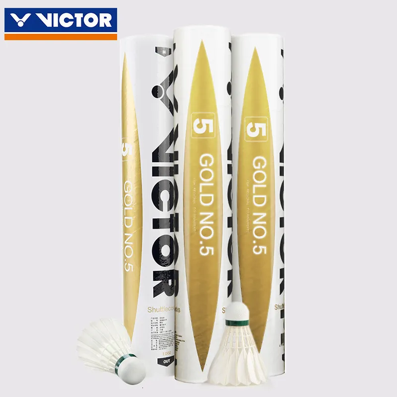 Badminton ShuttLecocks 60pcs5tubes Victor Victory Golden No 5 Hållbar flygstabil Match Club Ball 230608